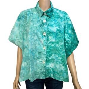Dress To Kill Button Down Tie Dye Shirt One Size Oversized Art To Wear Lagenlook